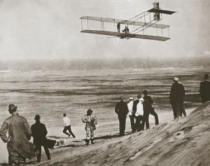 Prints of The Wright Brothers testing an early plane at Kitty Hawk, North Carolina, USA, c1903 Wright Brothers Prints: The Wright Brothers Testing an Early Plane at Kitty Hawk Print, c1903