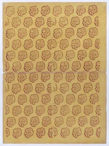 Colorful Abstract Patterns Prints: Yellow sheet with overall red abstract pattern, 19th century. Creator: Anon