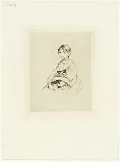 Berthe Morisot Young Girl with a Cat, 1889 Print