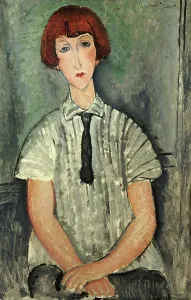 Prints of Young Girl with a Striped Blouse, 1917. Found in the Collection of Collection David and Ezra Nahmad, Monaco Monaco Prints: Young Girl with Striped Blouse Print, 1917