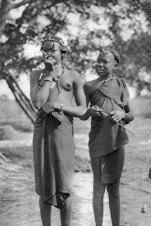 Young girls with sticks in their noses and lips, Terrakekka to Aweil, Sudan, 1925 (1927) Young girls with sticks in their noses and lips, Terrakekka to Aweil, Sudan, 1925 (1927)