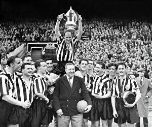 Football Collection: 1955 FA Cup Final Newcastle United with the trophy