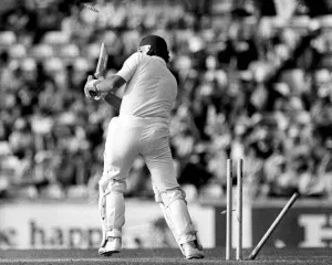 Bowled! England v West Indies test match at the Oval - Wayne Larkins in action Bowled! England v West Indies test match at the Oval - Wayne Larkins in action