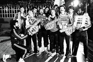 Brighton & Hove Albion Collection: Brighton & Hove Albion players at the launch of their FA Cup final record 1983