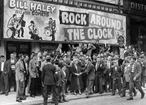 Crowd waiting to see Rock Around The Clock Crowd waiting to see Rock Around The Clock