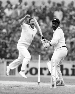 Howzat! Viv Richards is clean bowled by Ian Botham Howzat! Viv Richards is clean bowled by Ian Botham