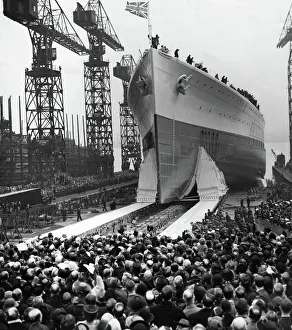 The launch of Royal Navy battleship HMS Prince of Wales at the C The launch of Royal Navy battleship HMS Prince of Wales at the C