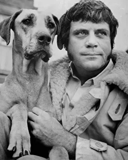 Oliver Reed, actor, with Tara the Great Dane he obtained from Ba Oliver Reed, actor, with Tara the Great Dane he obtained from Ba
