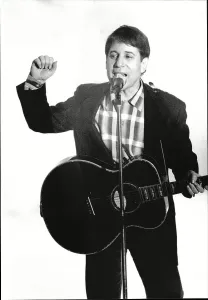 Prints of Singer Paul Simon on stage at San Remo pop festival, 1987 Liguria Prints: Paul Simon Print - 1987 San Remo Pop Festival Performance