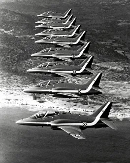 The RAF aerobatic team in formation over Cyprus The RAF aerobatic team in formation over Cyprus