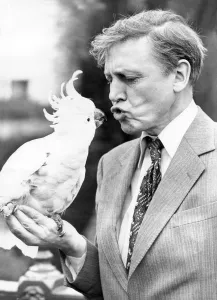 Sir David Attenborough with a cockatoo Sir David Attenborough with a cockatoo