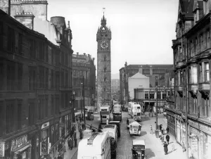 Glasgow Cross 1950 Print: Trolleybus in Foreground