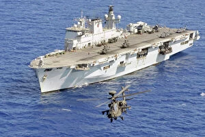 Army Collection: Apache Helicopter Takes off from HMS Ocean During Operation Ellamy