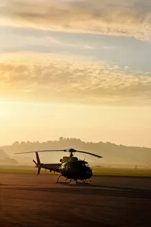 Army Collection: Army Air Corps Squirrel Helicopter shot at dawn on the airfield at Middle Wallop