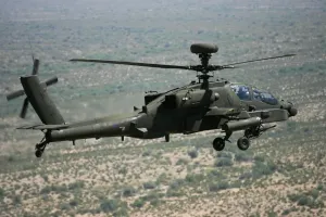 Army Prints: Print of Apache AH64D over Arizona Desert