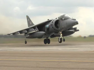 Harrier landing on Mexe Pad at RAF Wittering Harrier landing on Mexe Pad at RAF Wittering