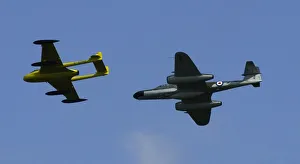 A de Havilland DH112 Venom and a Gloster Meteor, taking part in the 60th Anniversary A de Havilland DH112 Venom and a Gloster Meteor, taking part in the 60th Anniversary