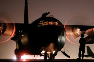 Hercules C130 Transport Aircraft waits on the tarmac Hercules C130 Transport Aircraft waits on the tarmac