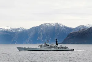 HMS Edinburgh in the Patagonian Canal, South America HMS Edinburgh in the Patagonian Canal, South America