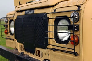 Army Collection: The front of a Land Rover Snatch Vixen vehicle on show