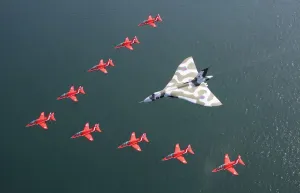 Red Arrows Farewell to Vulcan Print