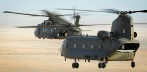 RAF Merlin and Chinook Helicopters During Exercise Desert Vortex in the Middle East RAF Merlin and Chinook Helicopters During Exercise Desert Vortex in the Middle East
