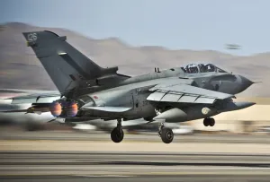 RAF Typhoon Jet Taking Off During Ex Red Flag in the USA RAF Typhoon Jet Taking Off During Ex Red Flag in the USA