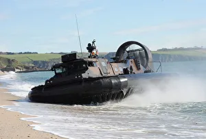 Royal Marine LCAC(LR) Hovercraft Landing on a Beach Royal Marine LCAC(LR) Hovercraft Landing on a Beach