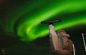 ROYAL NAVY Goalkeepr Close in Weapon System (CIWS) with Northern Lights ROYAL NAVY Goalkeepr Close in Weapon System (CIWS) with Northern Lights