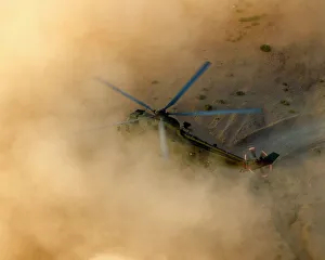 Royal Navy Sea King Helicopter Landing in the Desert Royal Navy Sea King Helicopter Landing in the Desert