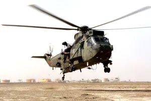 A Sea King Mk4 is shown landing at Basra Airport A Sea King Mk4 is shown landing at Basra Airport