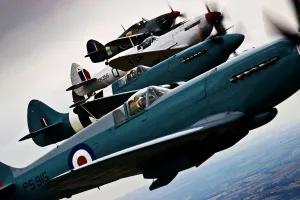 Spitfires and Hurricanes Flying in Formation Over Lincolnshire Spitfires and Hurricanes Flying in Formation Over Lincolnshire