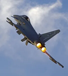 he Station Commander of RAF Coningsby lifts off in the 100th Typhoon to leave the Air he Station Commander of RAF Coningsby lifts off in the 100th Typhoon to leave the Air