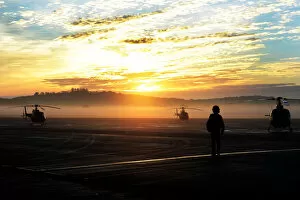 Army Collection: Sunset over Middle Wallop Airfield