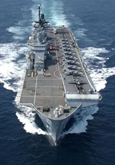 USMC Harriers line the deck of HMS Illustrious USMC Harriers line the deck of HMS Illustrious