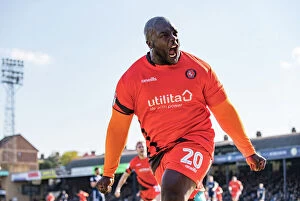 League One Collection: Adebayo Akinfenwa vs. Southend United: Intense Clash on the Football Field, 13/04/19