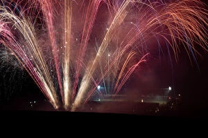 Sky Bet League 1 Collection: New Year's Eve Fireworks at Adams Park: Wycombe Wanderers Football Club's Grand Spectacle (01/01/20)