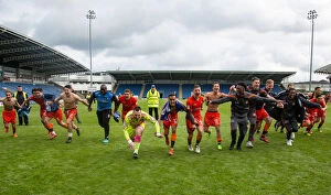 Wycombe Wanderers Collection: Wycombe Wanderers Celebrate Promotion to League 2: Thrilling Moment at Chesterfield's b2net