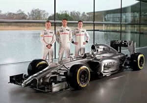 Images Dated 24th January 2014: 2014 McLaren MP4-29 Launch 24 January 2014 The McLaren MP4-29 with drivers (l-r) Kevin Magnussen
