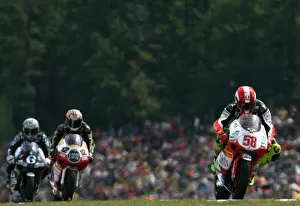 Images Dated 17th August 2008: Championship Leader Marco Simoncelli Metis Gilera leads the 250cc race on lap 2
