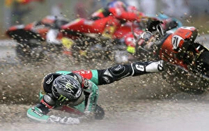 Images Dated 17th August 2008: Danny Webb Degraaf Grand Prix Aprilia crashes out on the opening lap of the 125cc race