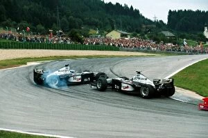 Images Dated 20th December 2000: Formula One World Championship: Mika Hakkinen McLaren MP4 / 14 spins after being hit by team mate