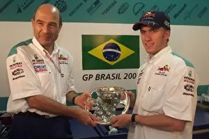 Images Dated 1st April 2001: Formula One World Championship: Peter Sauber Sauber Team Principal celebrates their third position