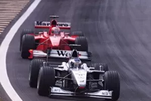 Images Dated 21st March 2000: Mika Hakkinen leads Rubens Barrichello