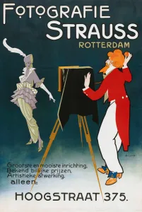 1914 poster advertising Fotografie Strauss in Rotterdam, Netherlands, by Dutch artist Arnold van Roessel, 1883-1947 1914 poster advertising Fotografie Strauss in Rotterdam, Netherlands, by Dutch artist Arnold van Roessel, 1883-1947