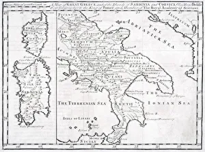 19Th Century Map Of Great Greece And Of The Islands Of Sardina And Corsica By Guillaume Delisle 1675 To 1726 19Th Century Map Of Great Greece And Of The Islands Of Sardina And Corsica By Guillaume Delisle 1675 To 1726