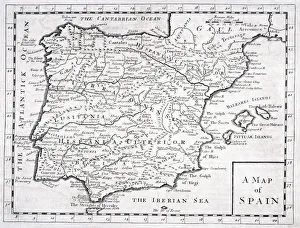 19Th Century Map Showing Provinces And Cities Of Roman Spain 19Th Century Map Showing Provinces And Cities Of Roman Spain