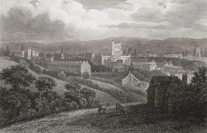 19th century view of Bristol seen from Clifton Wood. From an engraving by William Angus after a work by George Holmes 19th century view of Bristol seen from Clifton Wood. From an engraving by William Angus after a work by George Holmes