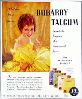 Advertisement for Dubarry Talcum powder for Women, England., dated 1948 Advertisement for Dubarry Talcum powder for Women, England., dated 1948
