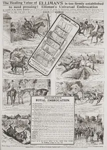 Advertisement for Elliman's Universal Embrocation in a 1907 edition of The Graphic, a weekly illustrated newspaper Advertisement for Elliman's Universal Embrocation in a 1907 edition of The Graphic, a weekly illustrated newspaper